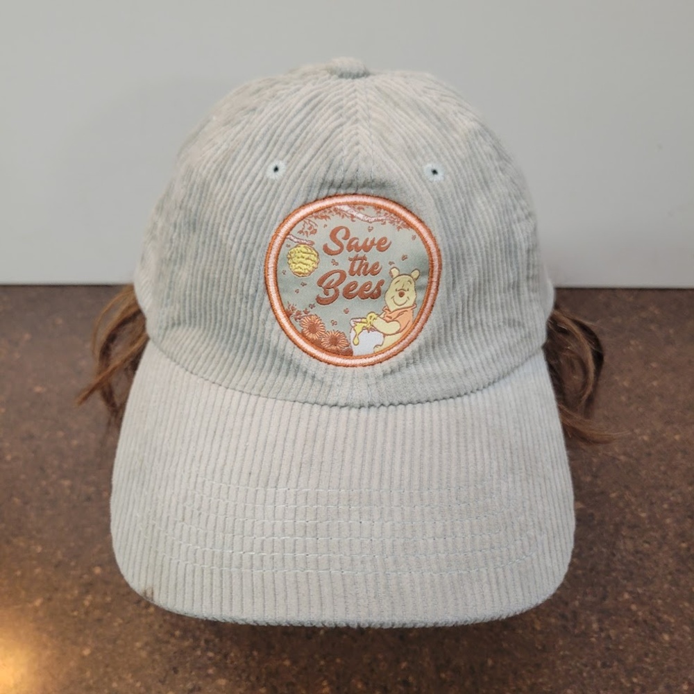 Disney Parks Hat Cap Strap Back Corduroy Save The Bees Winnie Pooh Patch Mens